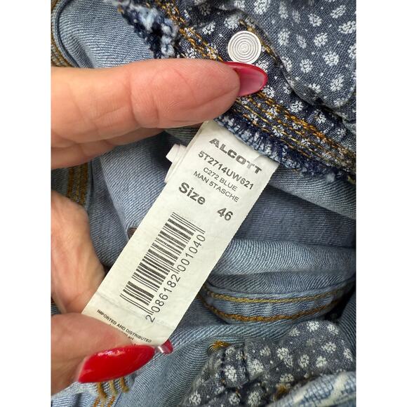 Alcott Men's distressed light blue denim buttonfly jeans - Picture 5 of 5